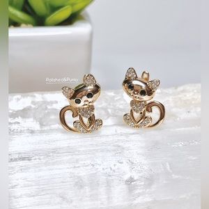 Gold cz Cat Earrings stud earrings small earrings minimalist earrings gift box